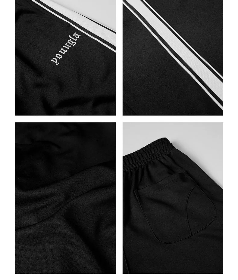 2025YA Men's Sports Pants with Ribbon Stripe Splicing Embroidered Casual Pants, Gym Sports Straight Pants 5