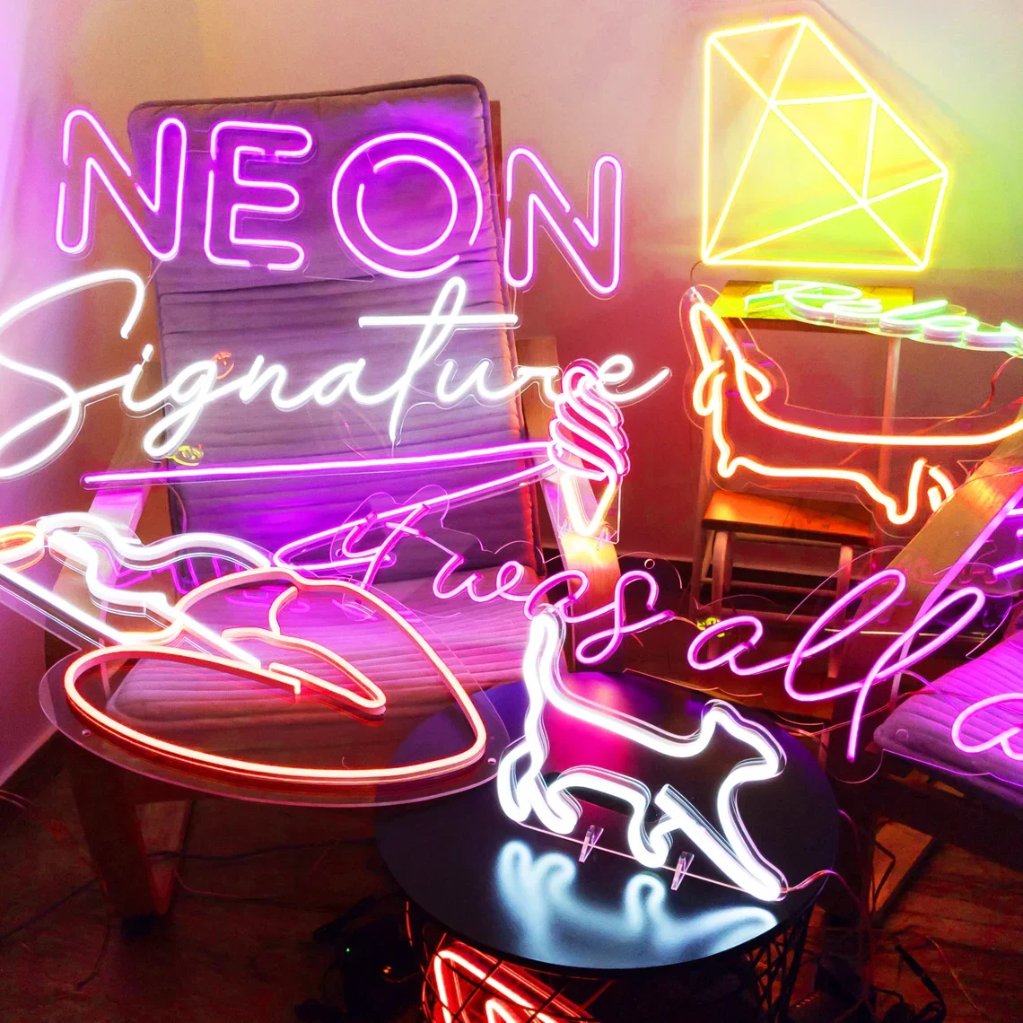 

Custom Led Lights Company Logo Night Neon Signs DIY Letters Business Name Sign Birthday Wedding Decor Bedroom Wall Lamp Dimmable