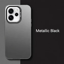 Enhanced Matte Shockproof Phone Case with Metallic Texture - Hard Armor Back Cover for OPPO reno15 Pro mini (Metallic Black)