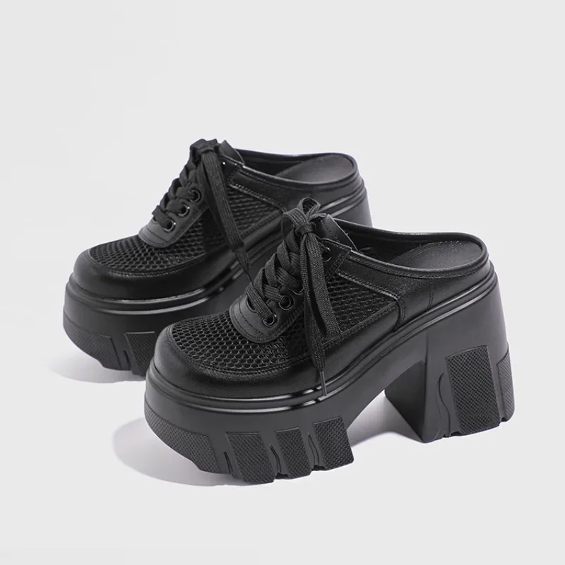 

Super High Heels Luxury Sexy Women's Shoes Summer Fashion Leather Mesh Casual Outdoor Party Women's Shoes Pantuflas De Mujer