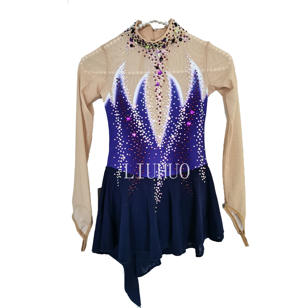 

Figure Skating Dress Long Sleeve Women High Quality Dance Dress Rhinestone Performance Wear for Competition Latin Dress
