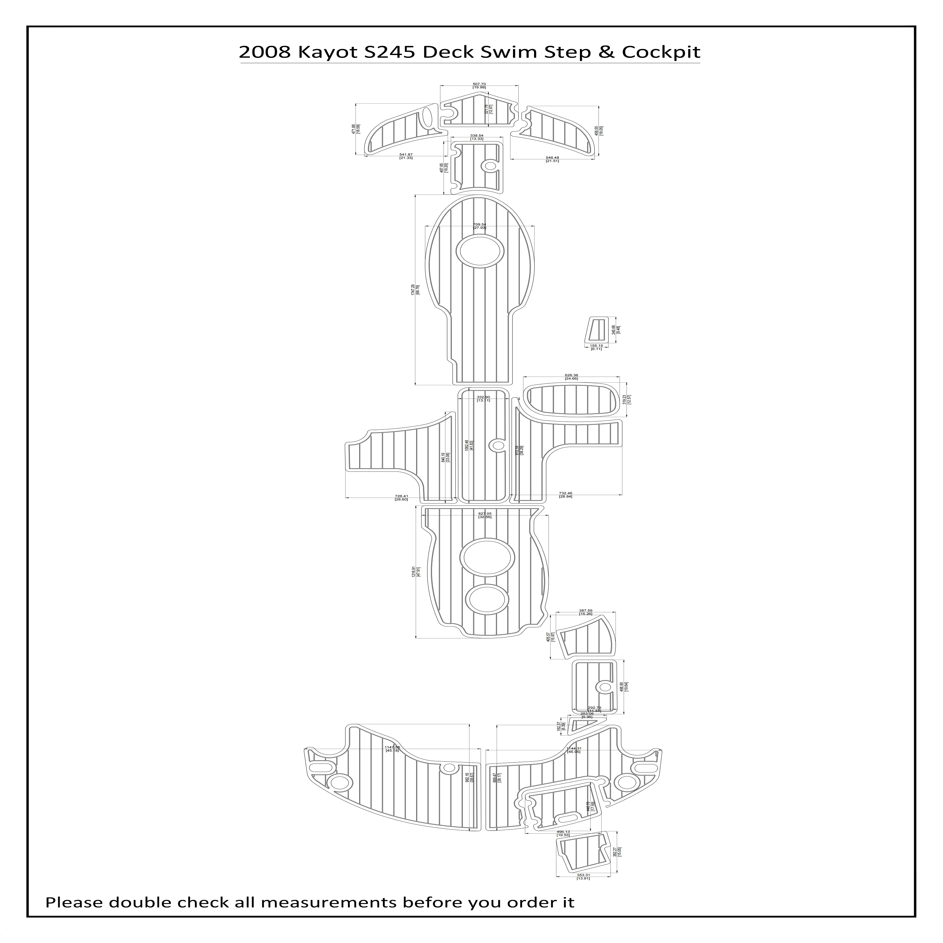 

2008 Kayot S245 Deck Swim Step Cockpit Boat EVA Faux Teak Deck Floor Pad