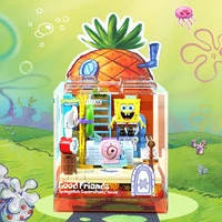 Spongebob Building Blocks Patrick Star Krusty Krab Squidward Tentacles Room Model Bricks Set Desktop Ornaments Kids Toys Gifts 2