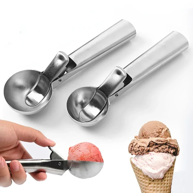 Ice Cream Scoop Ice Shovel Scoop Ice Cube Scoop 1pcs Ice Cream Scoops Stacks Stainless Steel Ice Cream Digger Non-Stick Fruit Ball Maker Watermelon Spoon Tool