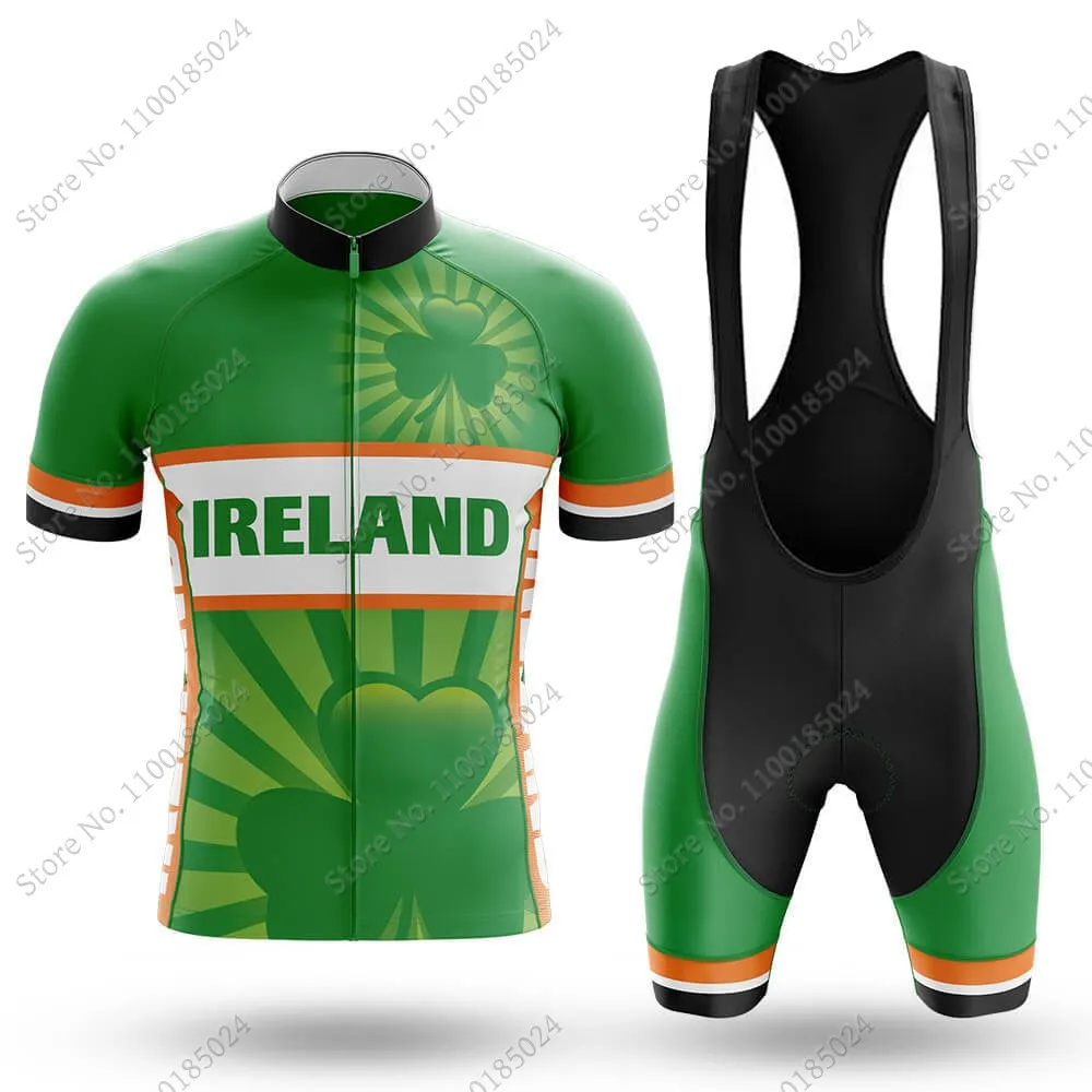 Ireland National Cycling Jersey Set Irish Summer Bicycle Clothing Road Bike Shirts Suit Bicycle Bib Shorts MTB Ropa Maillot