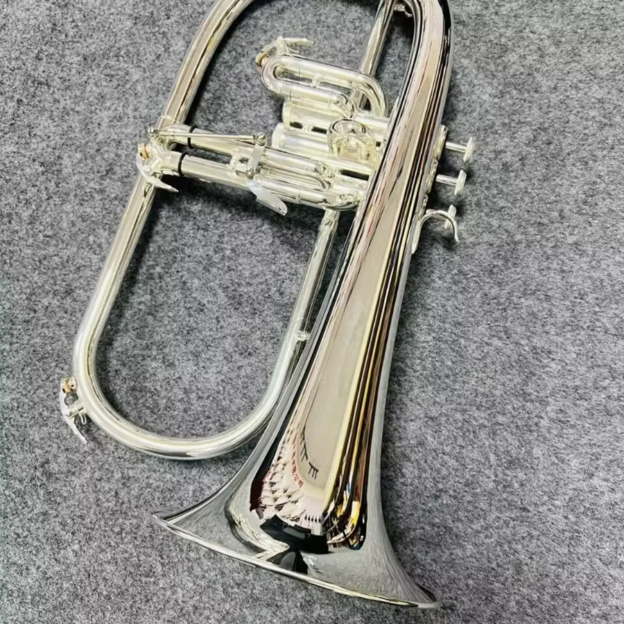 Professional flugelhorn B-flat all silvering made flugelhorn jazz instrument soft sound professional-grade tone trumpet horn