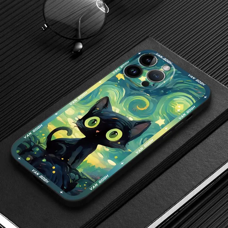 Van Gogh Art Black Soft Cover Phone Case Shell Bumper