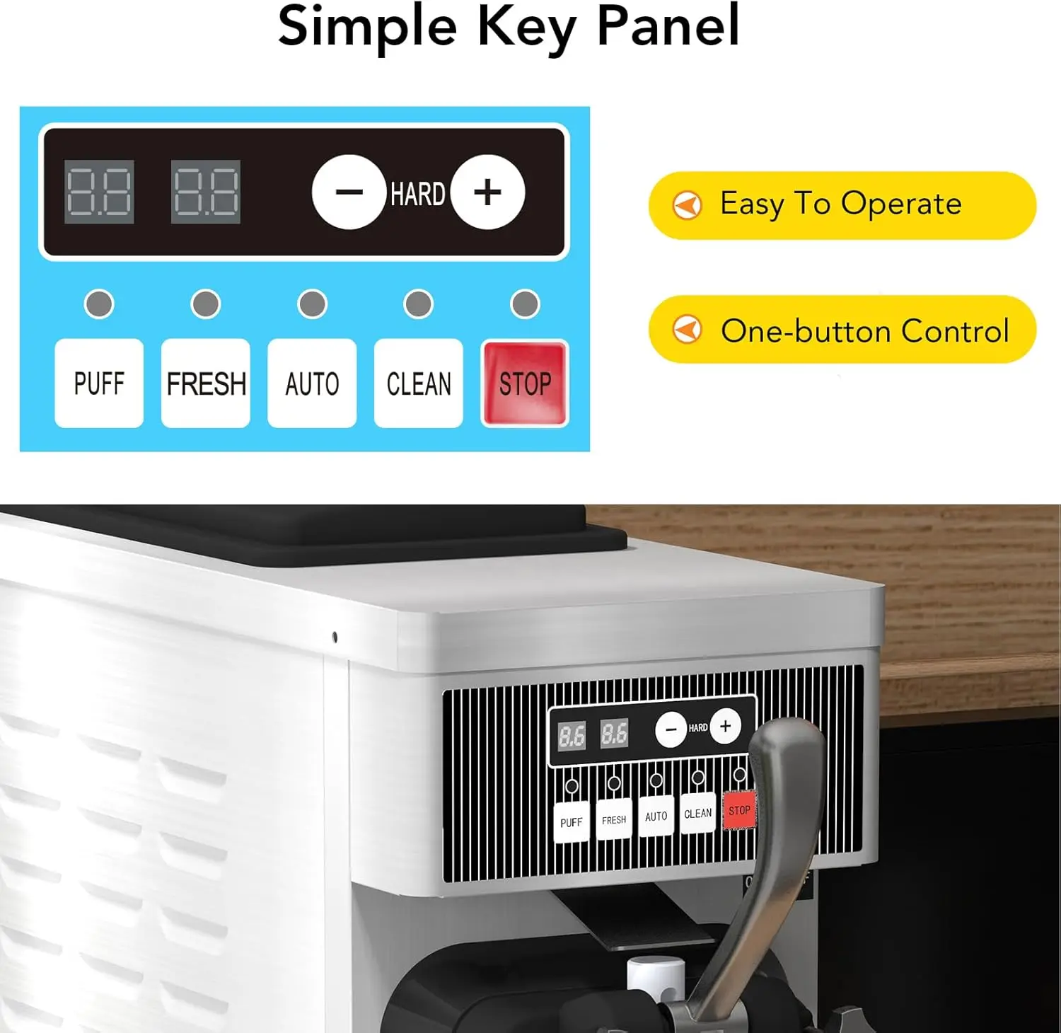 Maker, 4.7-5.8Gal/H Countertop Soft Serve Ice Cream Yogurt Machine with Smart LED Panel and Auto Clean, Per