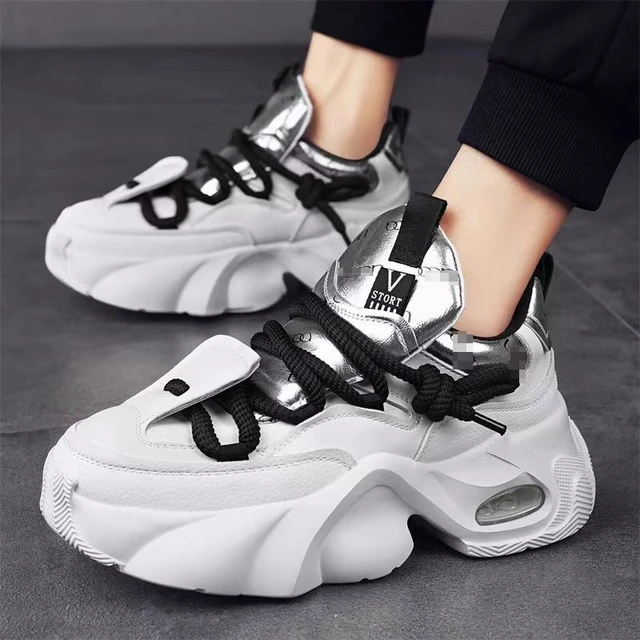 Modemarke Designer Weiße dicke Unterseite Casual Board Schuhe für Männer Wohnungen Halbschuhe Sport Walking Sneakers atos Hombre_voghion.com