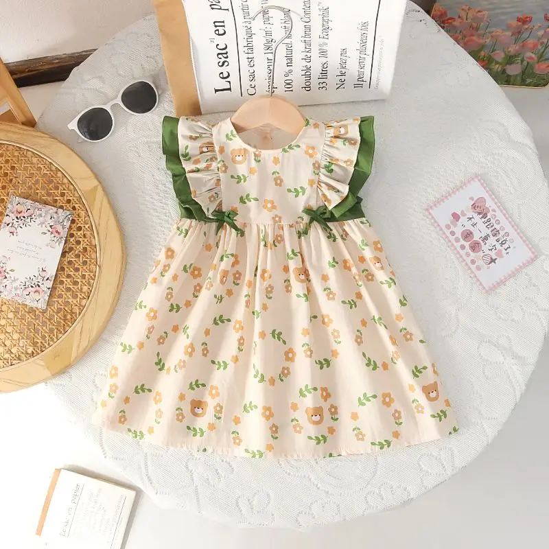 1-6Years Toddler Baby Summer Dress Children Cartoon Floral Dresses for Girls Cute Outfits Clothing 2 3 4 5
