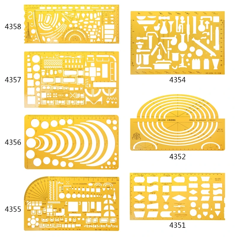 K Resin Drawings Template Ruler For Physical Instrument Measuring Tool D5QC