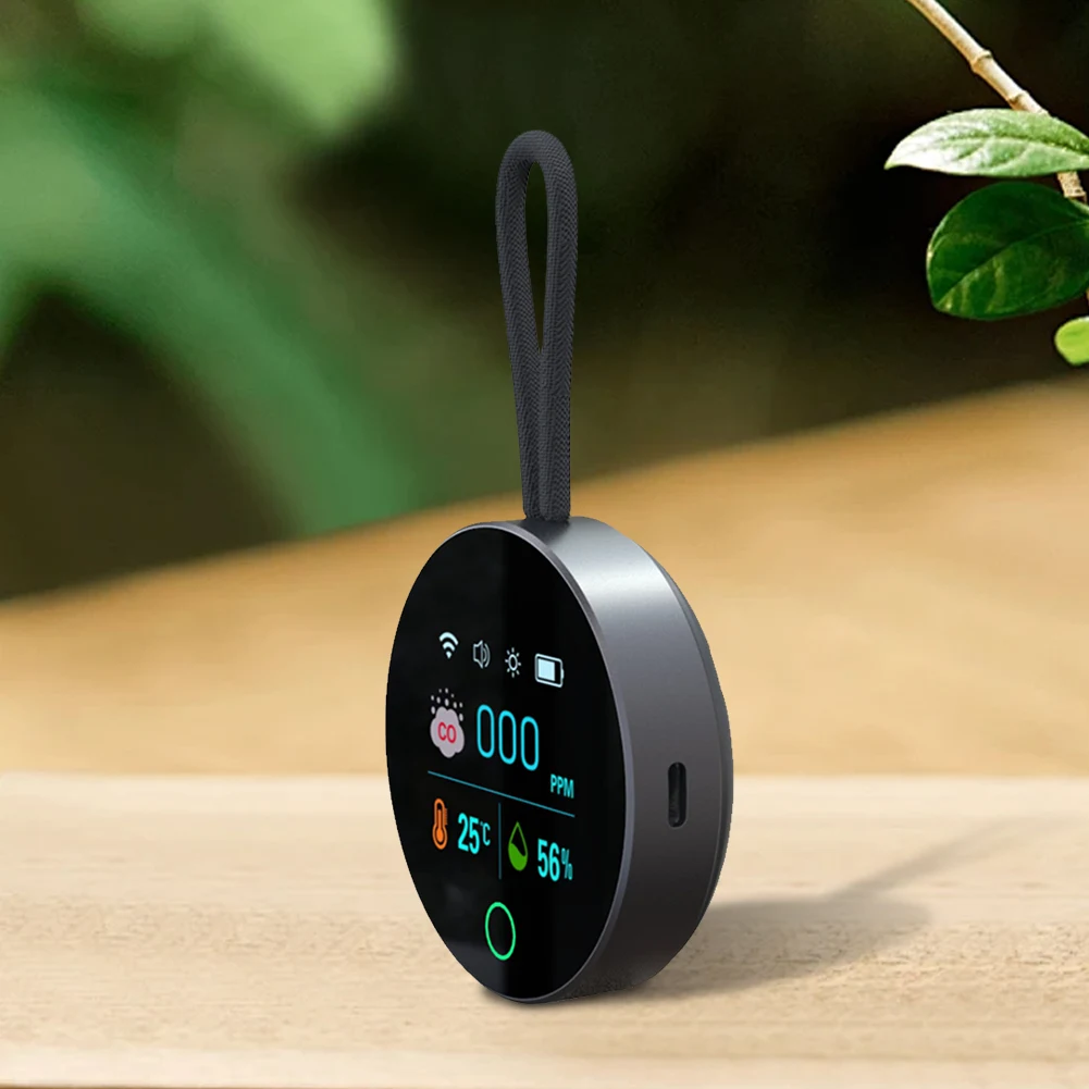 3-in-1 Carbon Monoxide Detector Accurate detection LED Screen Portable Travel Rechargeable CO Temperature Humidity Detector