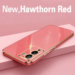 Luxury Square Plating Shockproof Soft Silicone Back Cover s Case for Infinix Note 12 G96 (Red 6D)