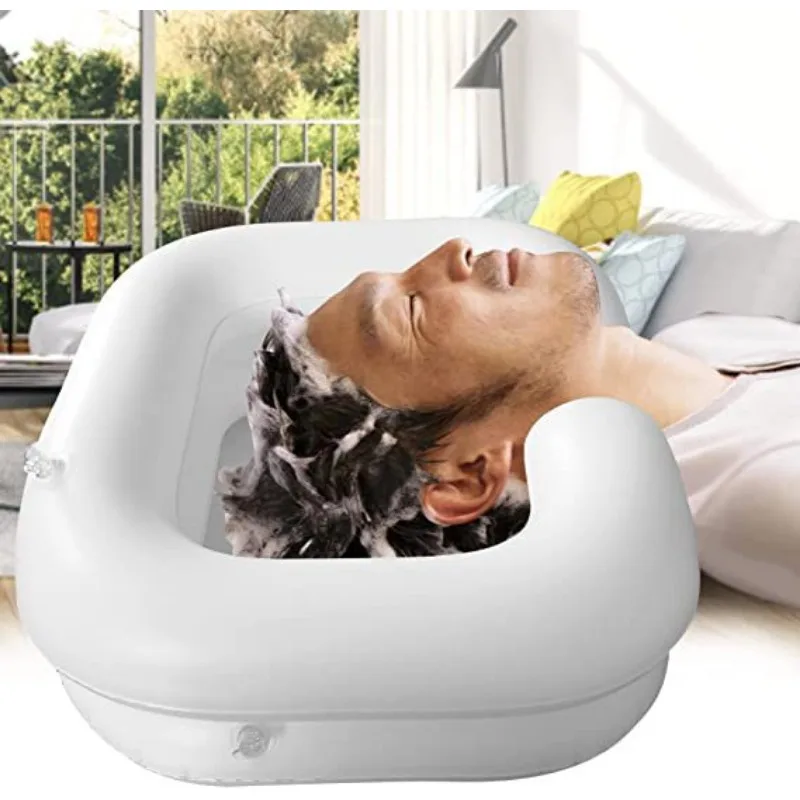 Hair Washing Basin Portable Hair Washing Basin With Drain Tube For The Disabled Inflatable Shampoo Basin Tub Bed Rest Nursing Aid Sink Shampoo Tray