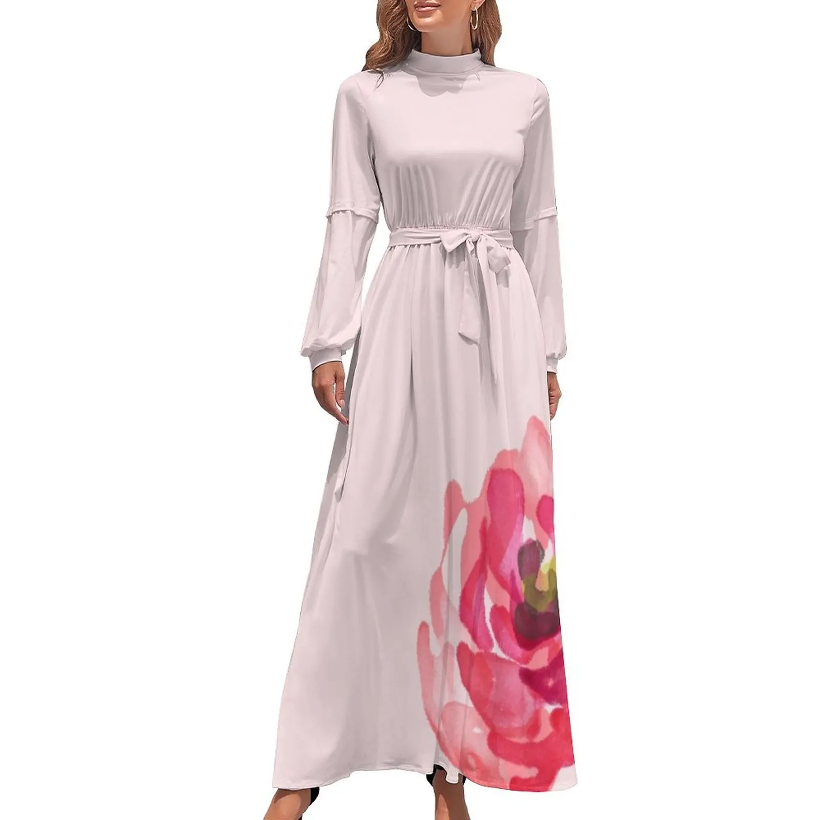 thumbnail image 1 of Vestido largo de peonía rosa acuarela vestidos de cumpleaños para mujeres vestidos elegantes para mujeres Ropa de mujer, 1 of 5