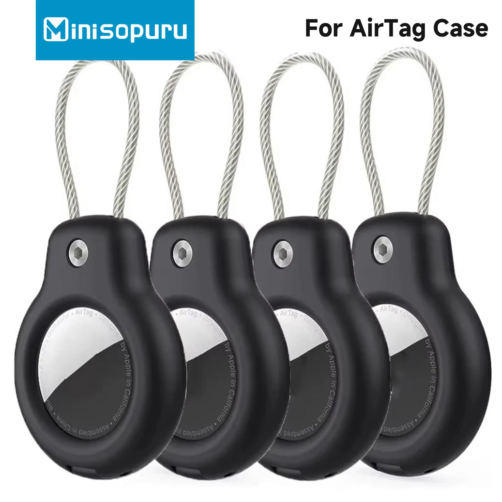 AirTag Case For Apple AirTag Holder Protective Case With Wire Rope Air Tag Lock Case For Keys Keychain Key Ring Luggage tag