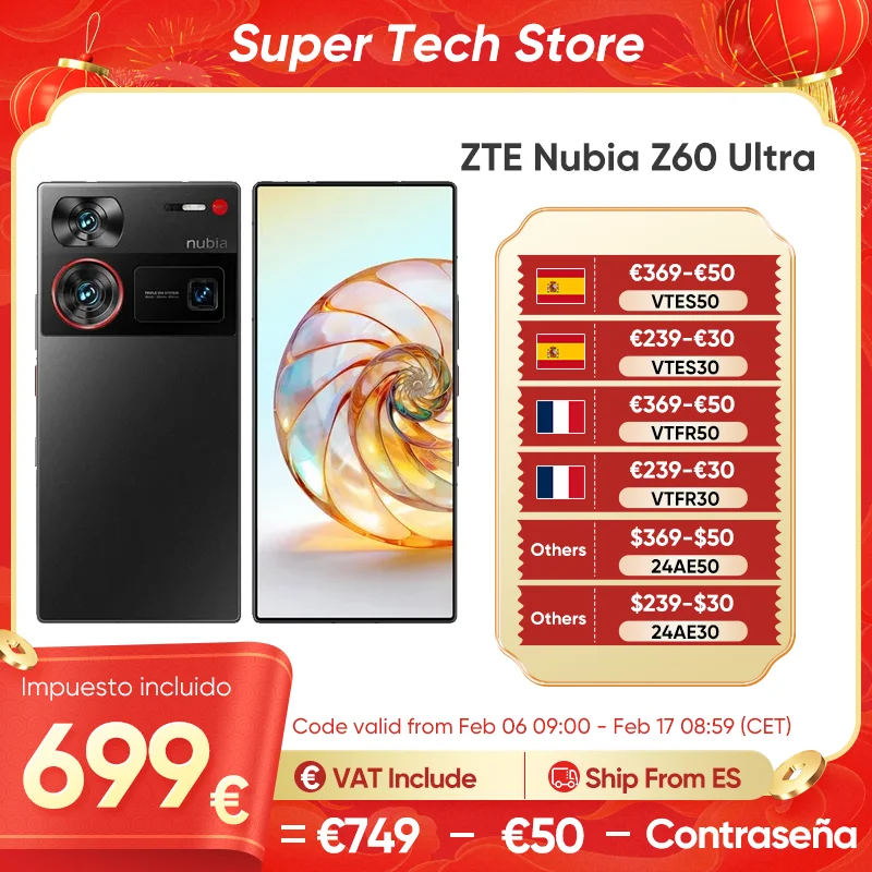 ZTE Nubia Z60 Ultra 5G Mobile Phone Snapdragon 8 Gen 3 6.8 120Hz Flat  Screen 6000mAh Battary 80W Fast Charge NFC Smartphone - AliExpress