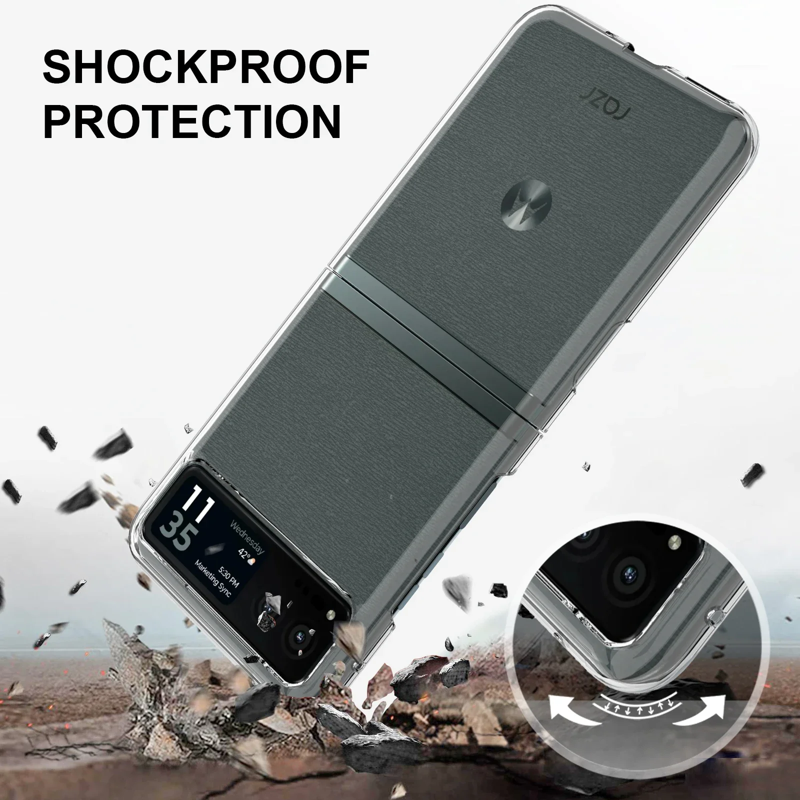 High Transparency Ultra-Thin Shockproof Folding Hard Acrylic Back Case - Clear