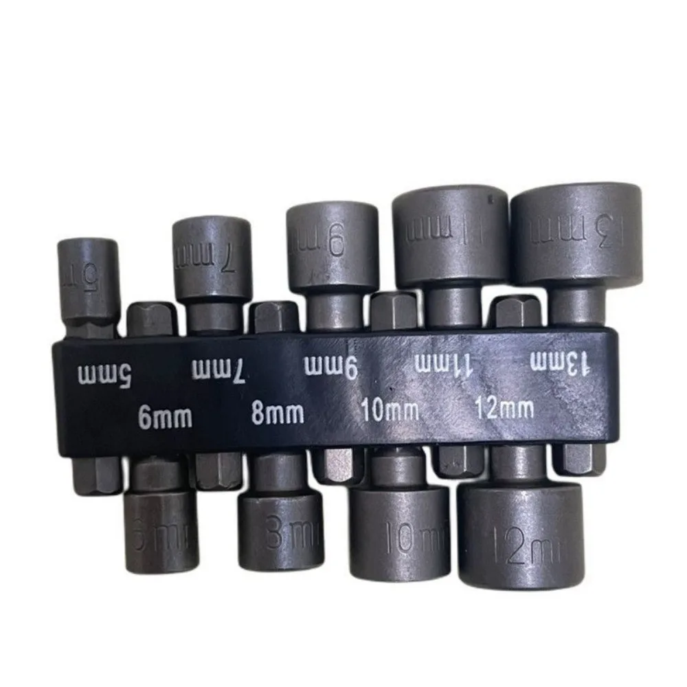 Powerful Socket Wrench Drill Bit Nut Driver Set 1/4'' Shank Hexagonal Handle Screwdriver Socket Adapter Kit 5-13mm Hand Tools