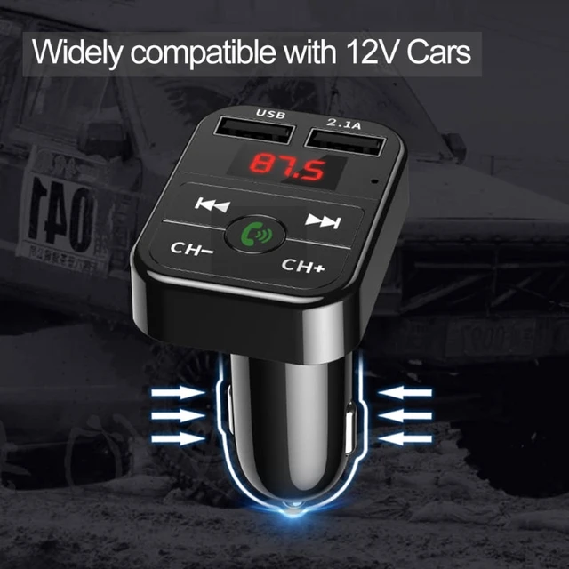 Coche Bluetooth 5.0 Inalámbrico Manos libres Coche Transmisor FM Receptor  Radio Adaptador de MP3 Rep Wmkox8yii