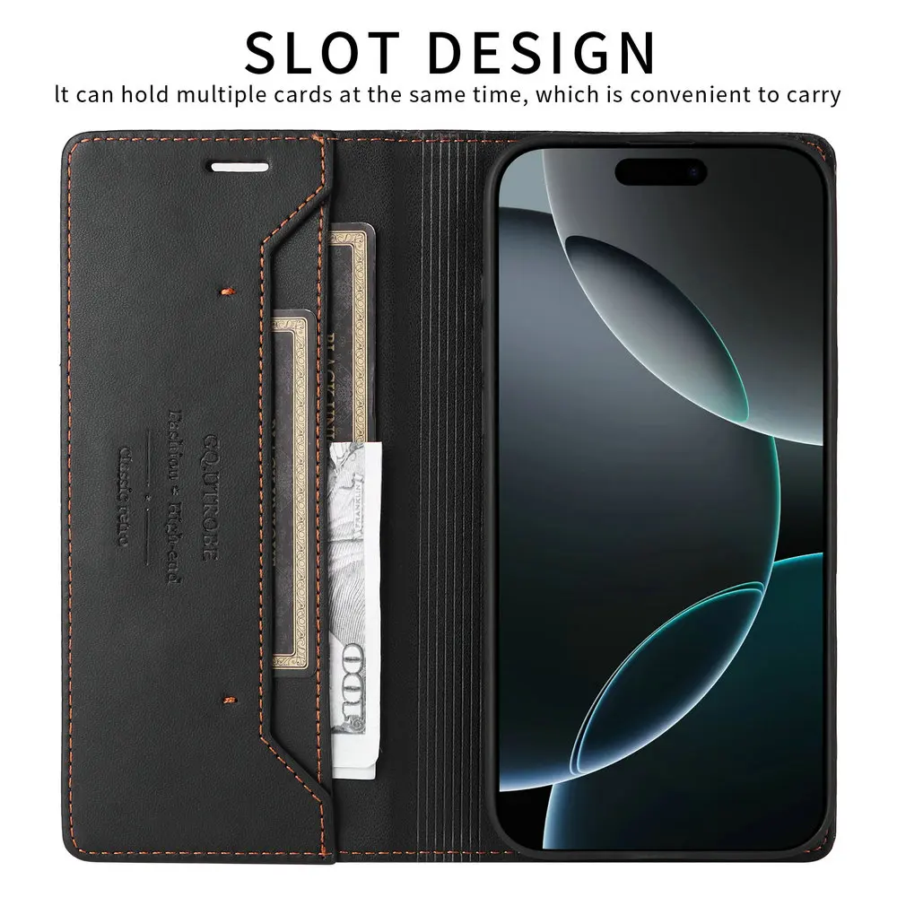 Luxury RFID Leather Wallet Phone Case Cover