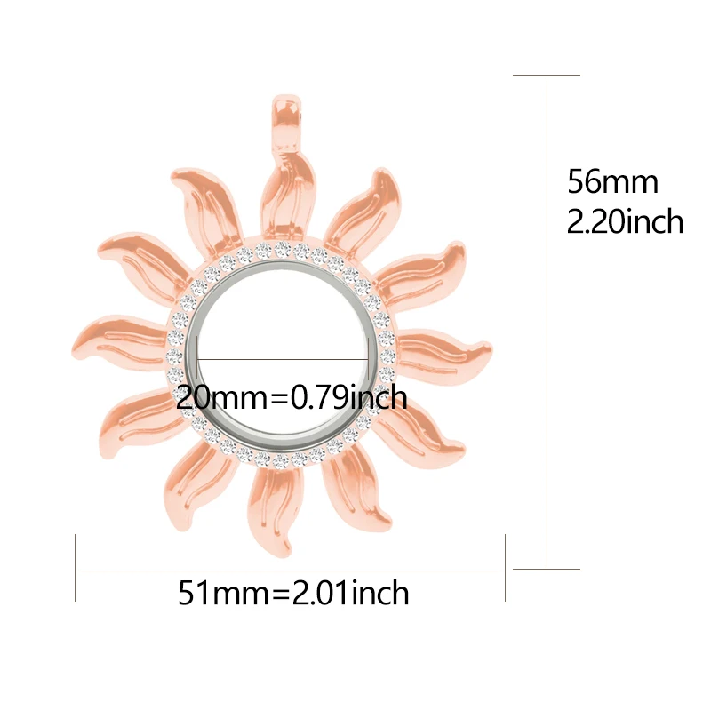 10PCS Sunflower Rhinestone Glass Floating Locket Pendants Necklace Making Reliquary Memorial Photo Necklaces Jewelry Craft Charm