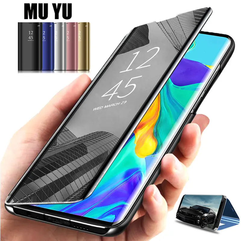 Mirror View Smart Flip Case For Coque Oppo A15 Leather Phone Cover Sfor