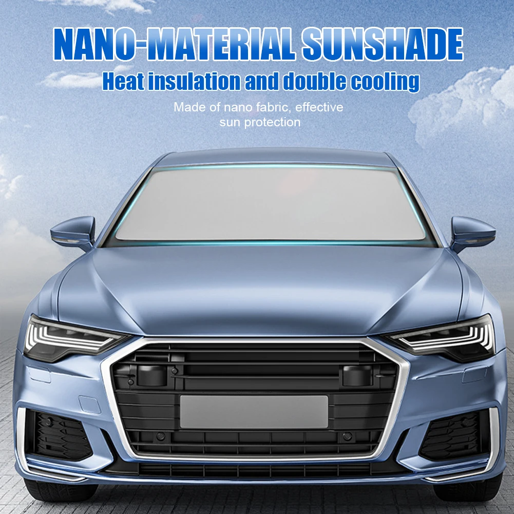 70*140cm Car Windshield Shade Universal Front Windscreen Sun Shade Sun Protection Double-Layer Window Cover Collapsible for Auto bumper stickers