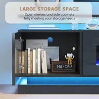 70' Modern Fireplace TV Stand, Black Media Console with Storage for TVs Up to 80', Living Room Entertainment Center 5