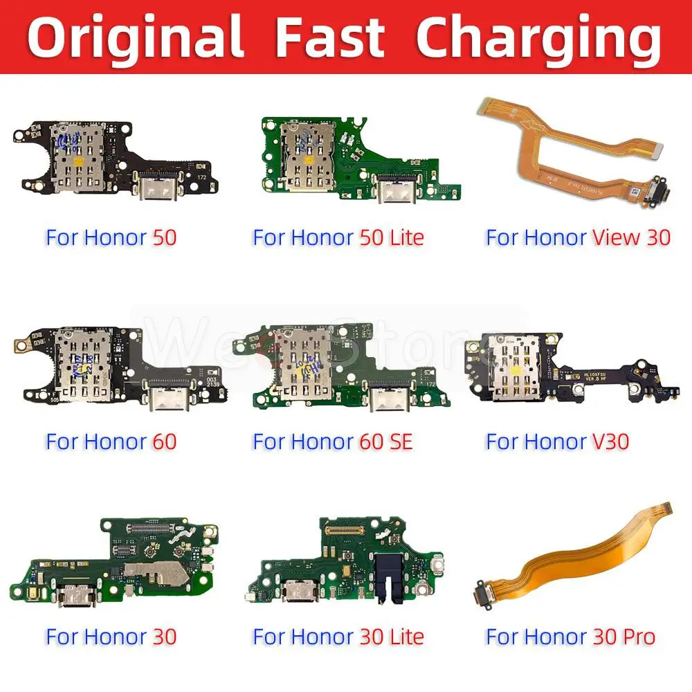 

Original Charger Dock Connector Port Fast Charging Board Flex Cable For Huawei Honor View 30 50 60 Lite Pro SE 30s Phone Parts