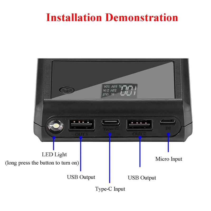 듀얼 USB 부스트 모바일 보조베터리, DIY 보조베터리 충전기 보드 모듈, LED 표시기 마더보드, 3.7V, 5V, 2A
