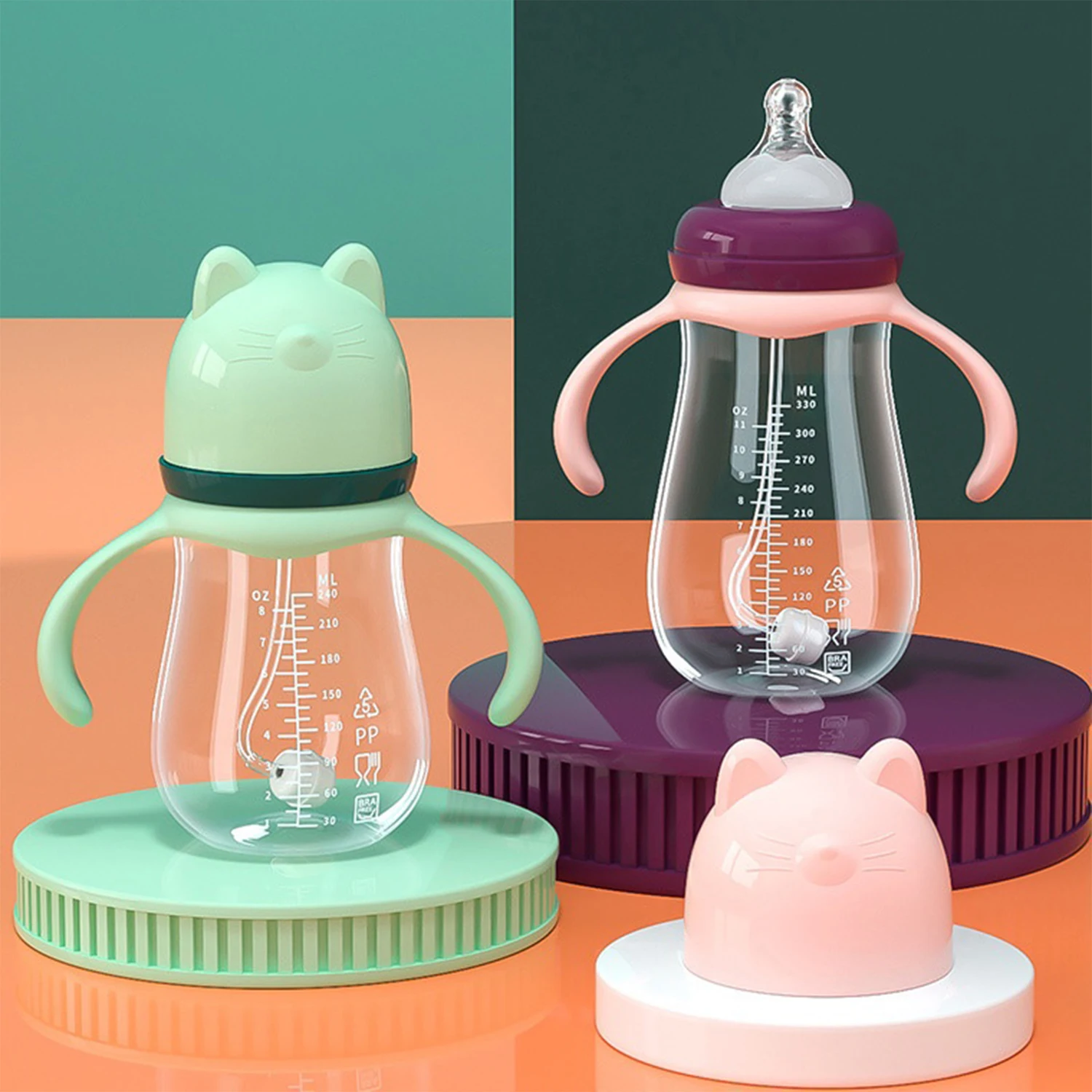 Water Bottle Milk Bottle Feeding Bottle Glass Milk Bottle Baby Feeding Utensils 240ml Newborn baby PP bottle wide mouth baby bottle anti flatulence anti fall water glass