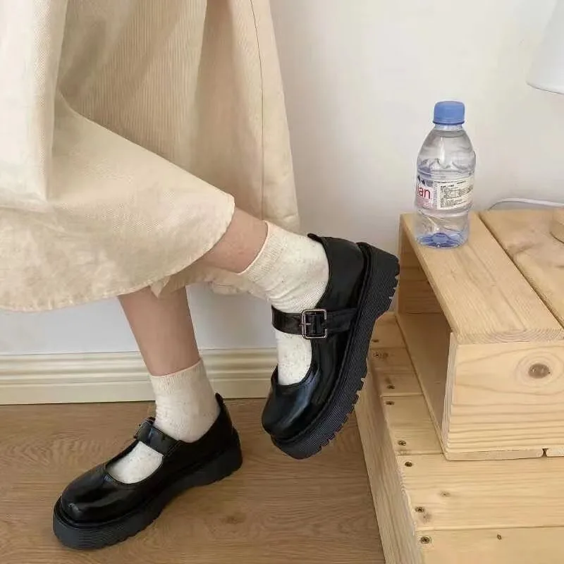 Shoes Mary Janes Women Heels Platform Lolita Mary Jane Shoes White Women\'s Shoes School Student College Sweet Low Heel Women 46