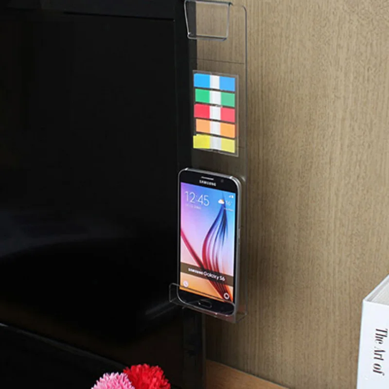 Creative Acrylic Monitor Message Memo Board for Sticky Note Transparent Name Card Phone Holder Desktop desk organizer monitor memo board clip sticky note holder