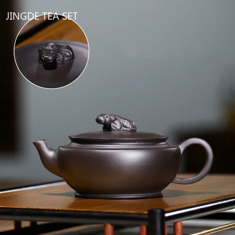 

Authentic Yixing tea pots Purple Clay Teapot Raw ore black Mud kettle Tea ceremony Handmade Customized Boutique Teaware 190ml