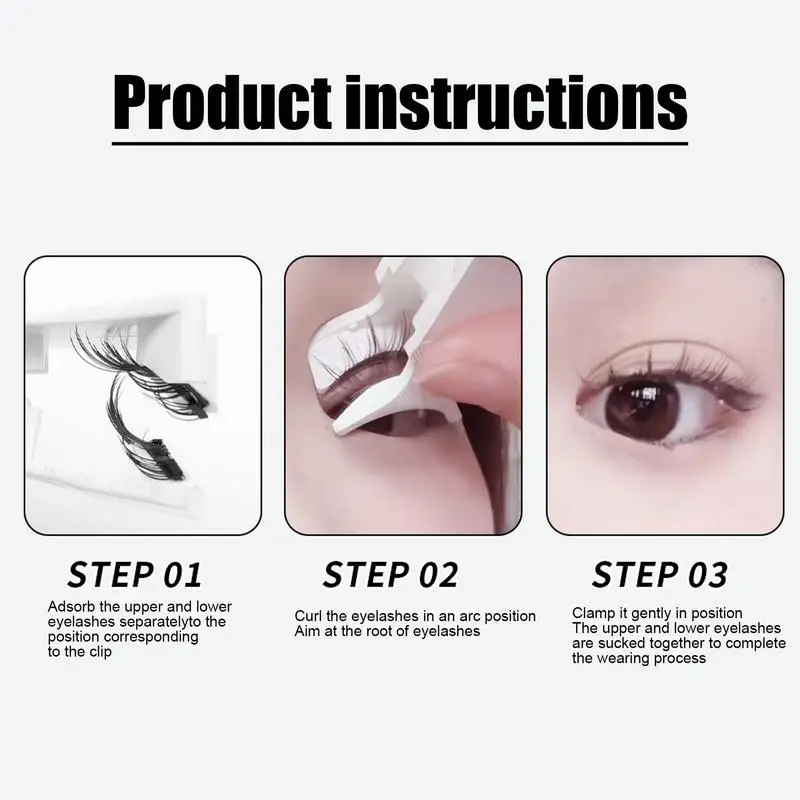 재사용 가능한 천연 마그네틱 인조 속눈썹 키트, 착용하기 쉬운 속눈썹, 메이크업 액세서리