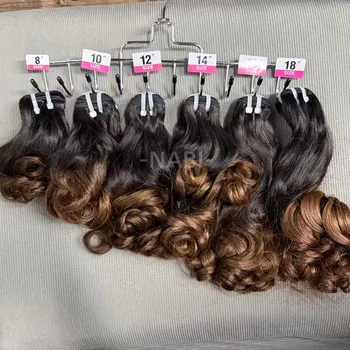 8-18inch Indian Virgin Hair Human Bundles for Weaving Loose Bouncy Human Hair Natural Ombre Weft Extension for Black Women 1