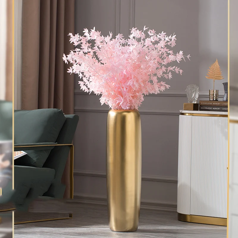 Living Room Luxury Vases Flowers Golden Design High Floor Large Vase Wedding Decorative Modern Floreros Ornament Decor OA50HP