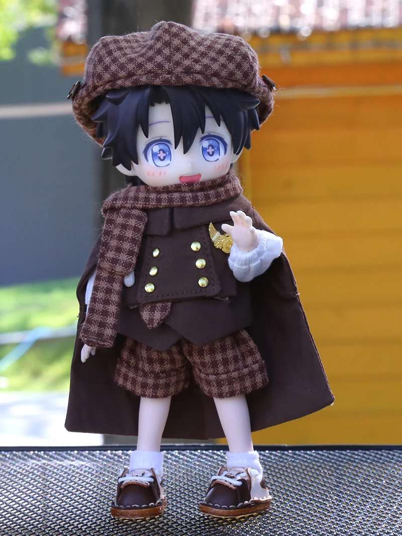 Original OB11 Doll Clothes British Style Beret Vintage Cloak Scarf Socks College Suit For Obitsu11 Molly GSC YMY Body 1/12BJD P9