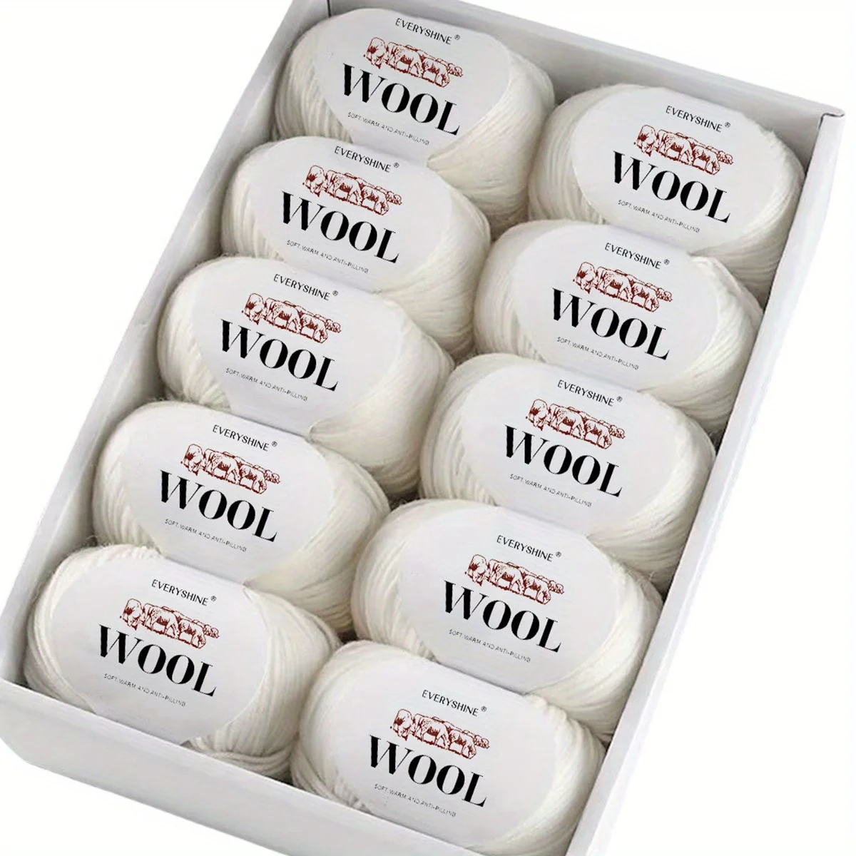 10-Pack 80% Wool 20% Polyester Medium-Fine Wool Blend Yarn Multi-Color Assortment for Knitting Crochet 500g Total wool yarn