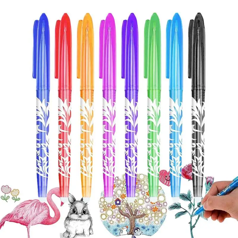 

Erasable Gel Pens 8-Color/12-Color Assorted Color Ink Fine Point Pen 0.5mm Ballpoint Pens For Adults Kids Drawing Writing