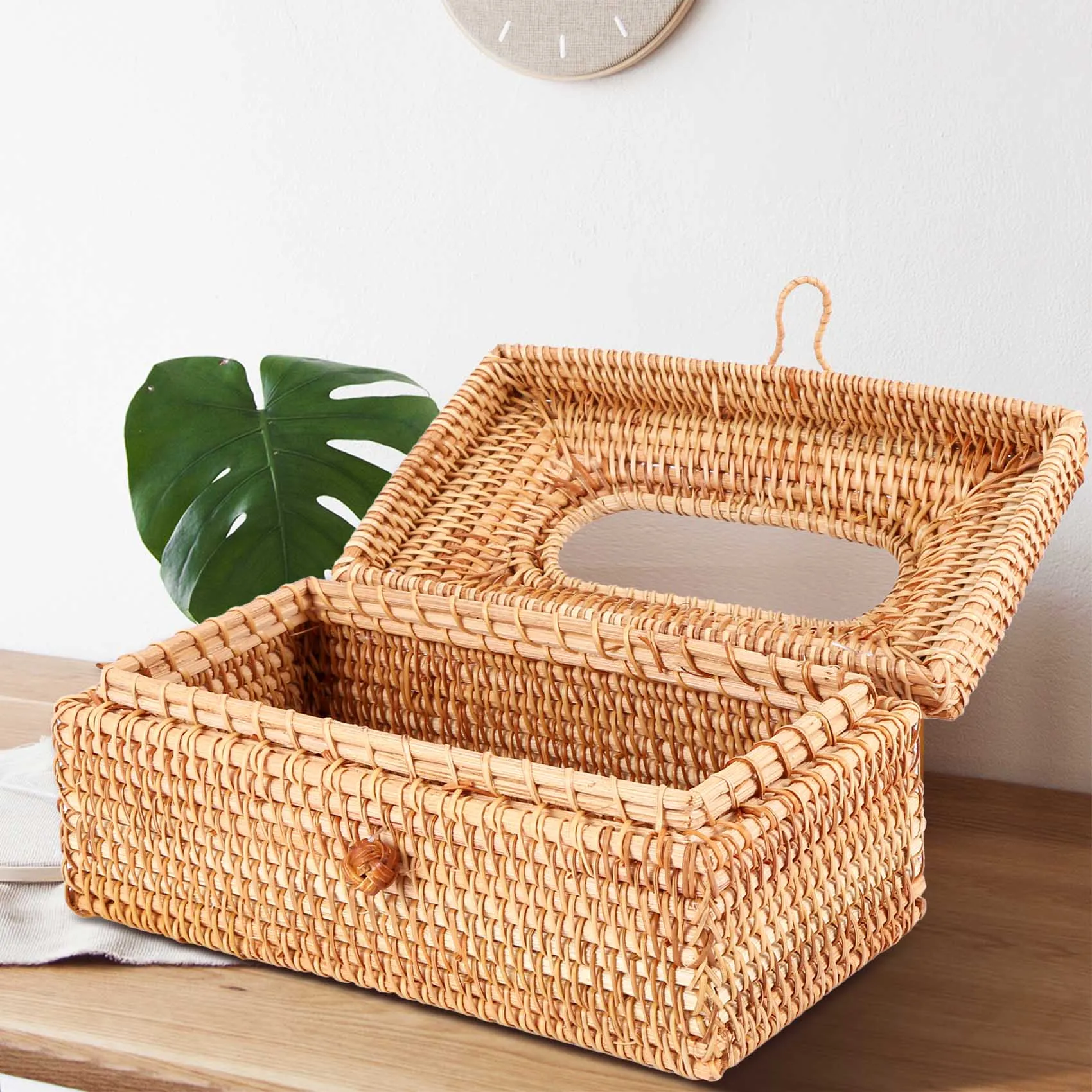 Paper Rack Rattan Tissue Box Elegant Home Decoration Handmade Desktop Tissue Container Napkin Storage Case