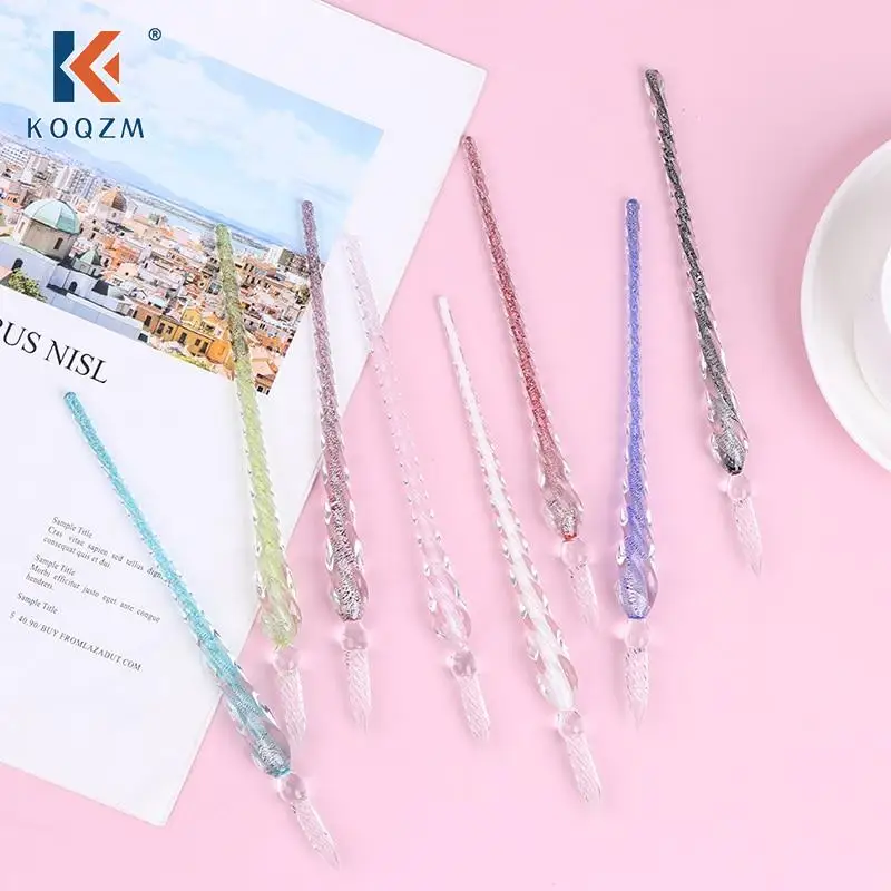 1 Pc Penna Stilografica A Goccia In Vetro Vintage Con Penna A Immersione Firma Riempimento Inchiostro Stilografica Penna Stilografica A Goccia In Vetr