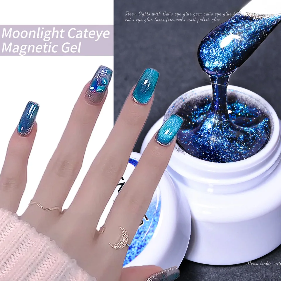 SUPWEE Moonlight - Vernis à Ongles Gel œil De Chat - 10 Ml - Argent Magnétique - Vernis à Ongles Gel - Vernis à Ongles En Verre œil De Chat - Avec