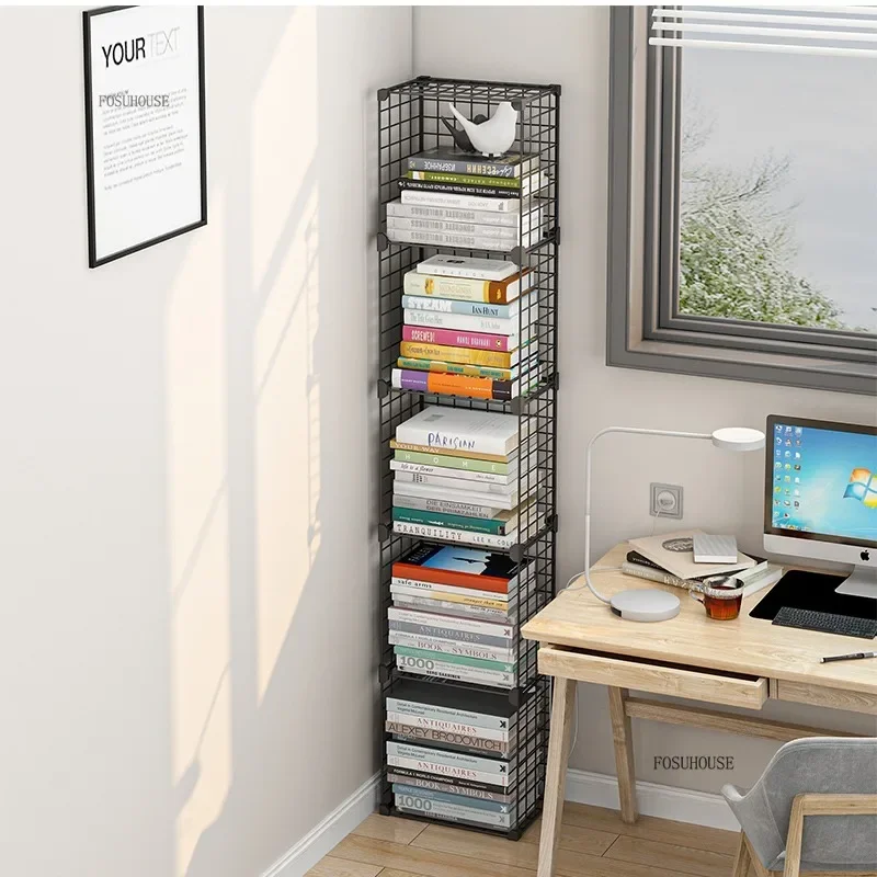High Quality Metal Cube Living Room Bookcase Bookshelf Grids Wire Display Storage Rack Stand Steel Living Room Furniture p