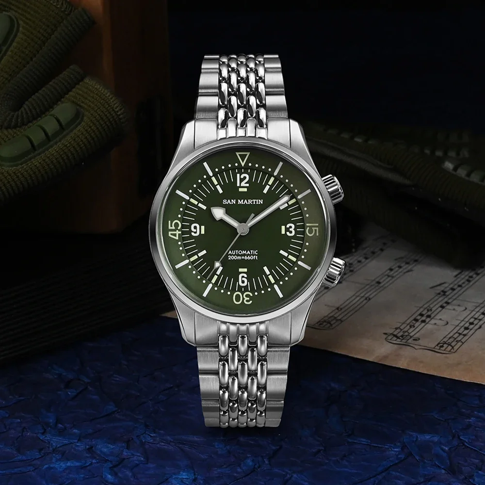 San Martin 39mm Leyenda Diver Watch NH35 Automatic Mechanical Movement AR Sapphire Luminous Waterproof 200m Watches SN0141W 3