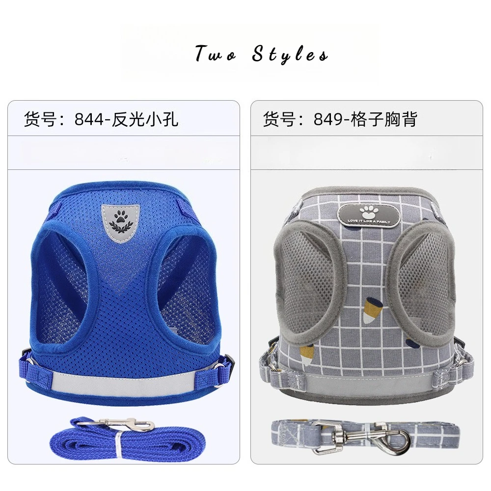 Reflective Mesh Pet Harness Breathable Summer Dog Vest Harness with 1.2M Leash for Small Dogs