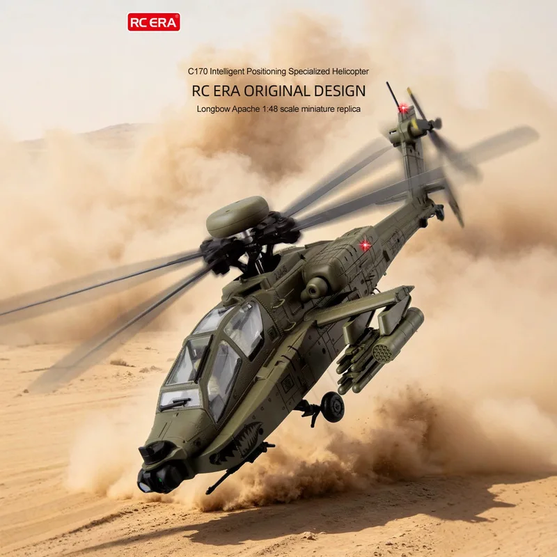 RC ERA C170 RC Helicopter 1:48 Apache Brushless Stunt Armed 6CH RC Helicopter Model with 6-axis Gyroscope Stabilization Toy Gift - 5