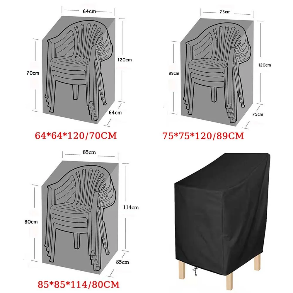 210D Waterproof Chair Organizer Stacked Chair Dust Cover Storage Bag Outdoor Garden Patio Dustproof Furniture Protector 3