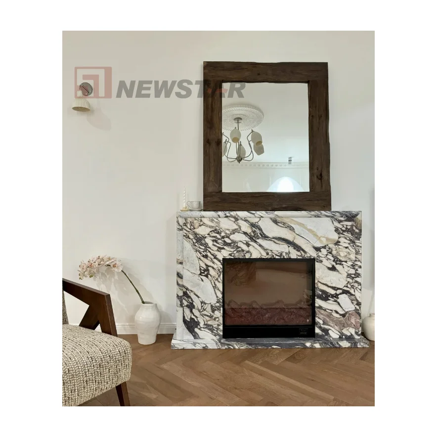 Christmas Fashion Hot Sale Home Decoration High Quality White Marble Standing Fireplace Mental Arched Surround Marble Fireplace